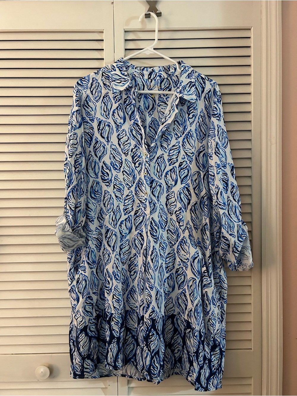 Lilly Pulitzer Blue & White Shell Pattern Dress